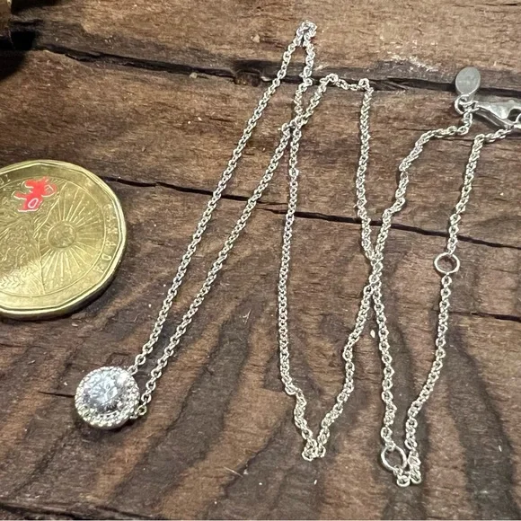 Authentic Pandora Necklace Choker Round Sparkle Halo 925 Brilliant Cut Cz 15-18” - Picture 1 of 9